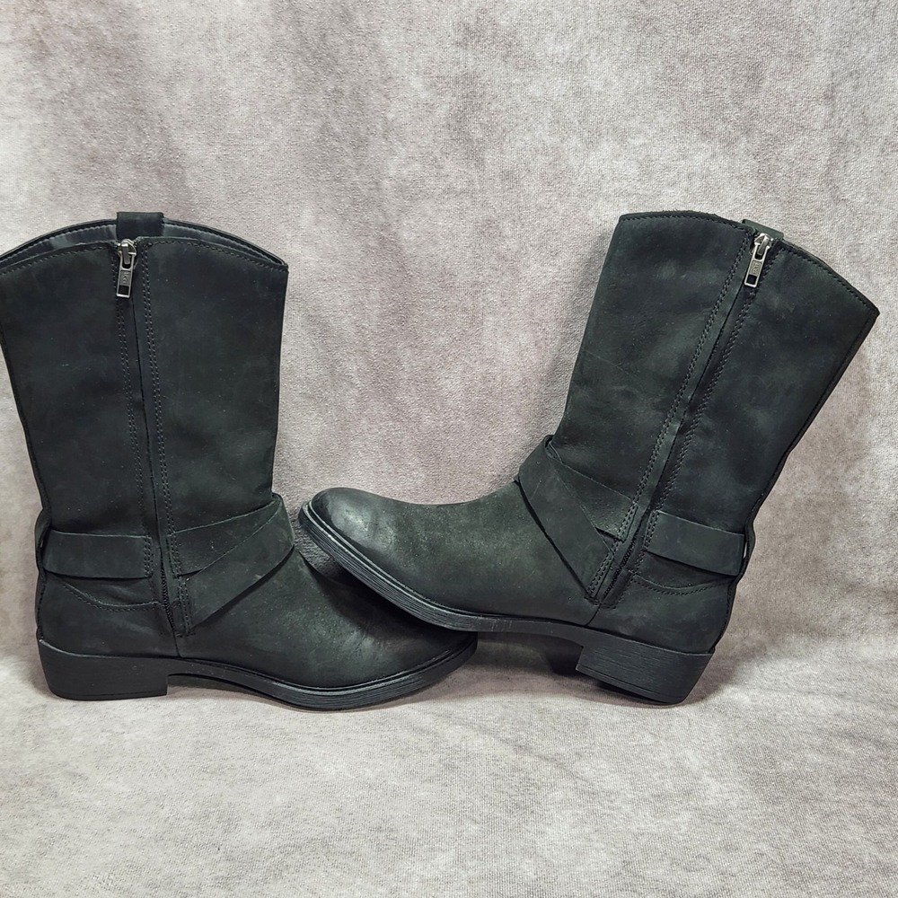 UGG Reeza Black Leather Moto Western Harness Boots Mid Calf 1114256 Size 8.5 - Picture 6 of 8